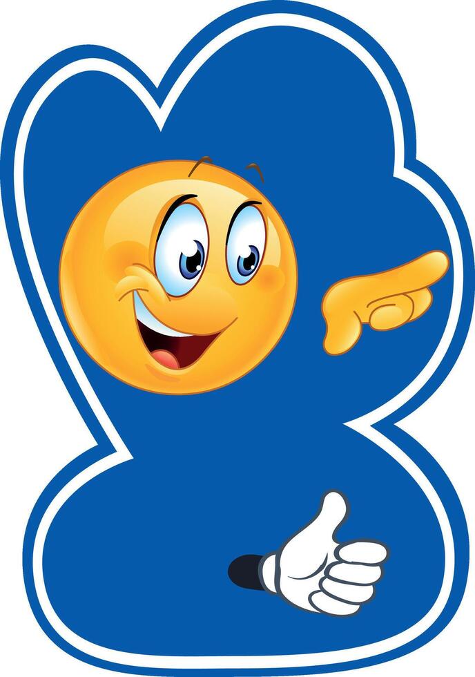 Cheerful emoji pointing with enthusiasm vector