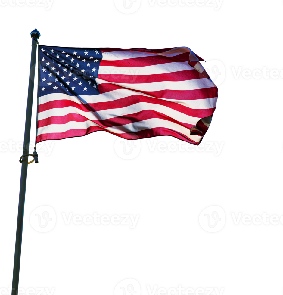 Flag of United States cutout with transparent background. American flag png