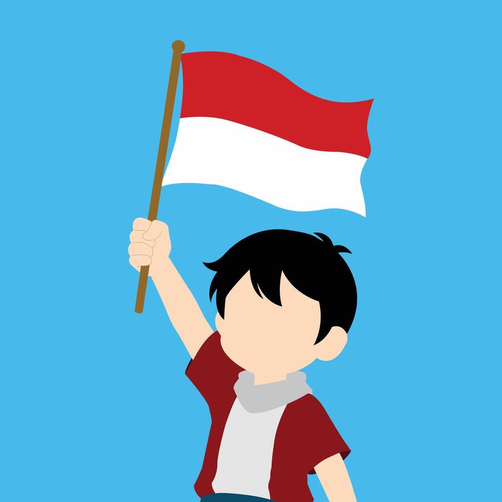 Child and indonesian flag vector