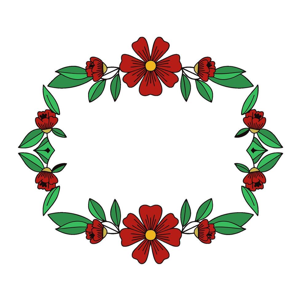 Floral frame illustration with red flowers vector