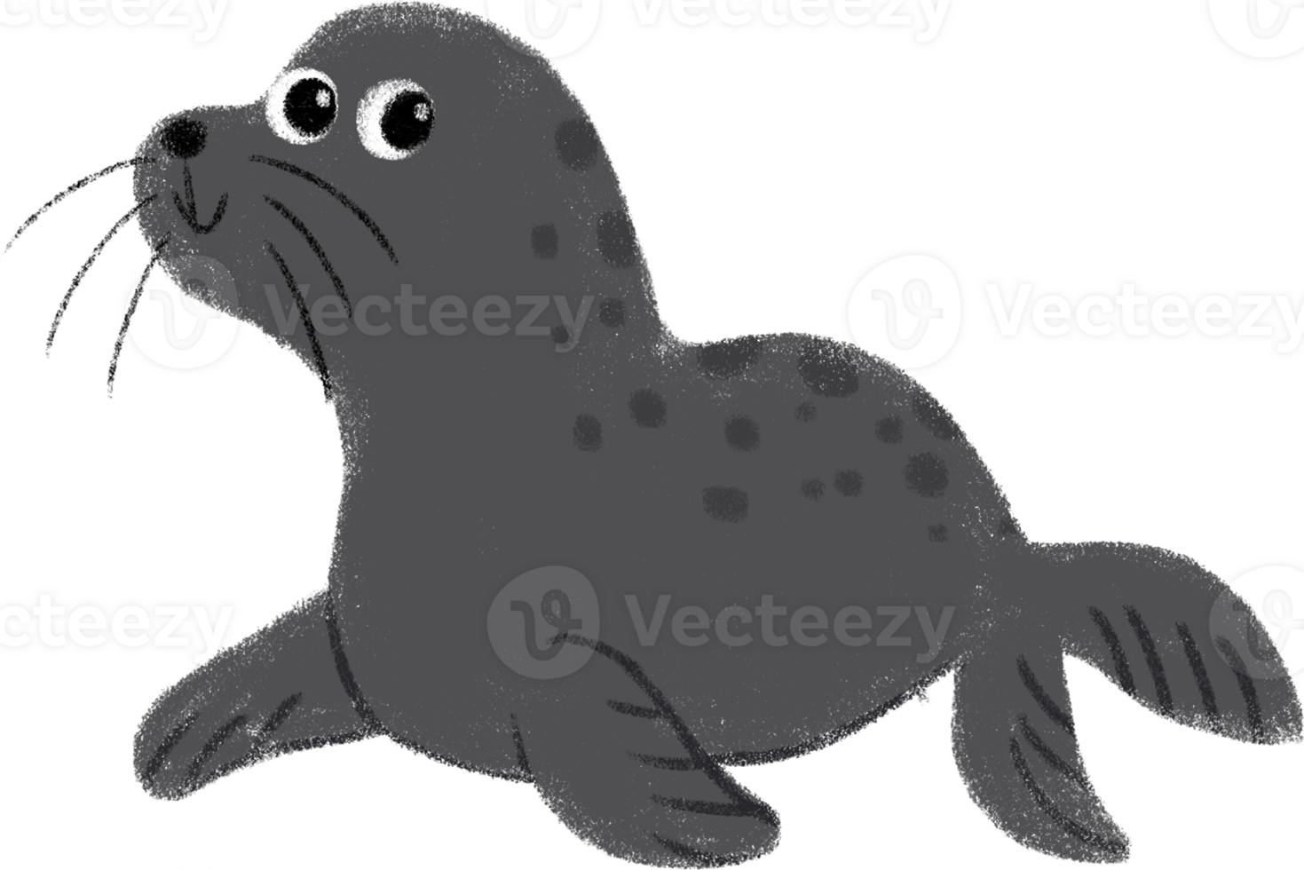 Seal Cute sea animals in crayon style transparent for stickers, icons, logos, etc. png