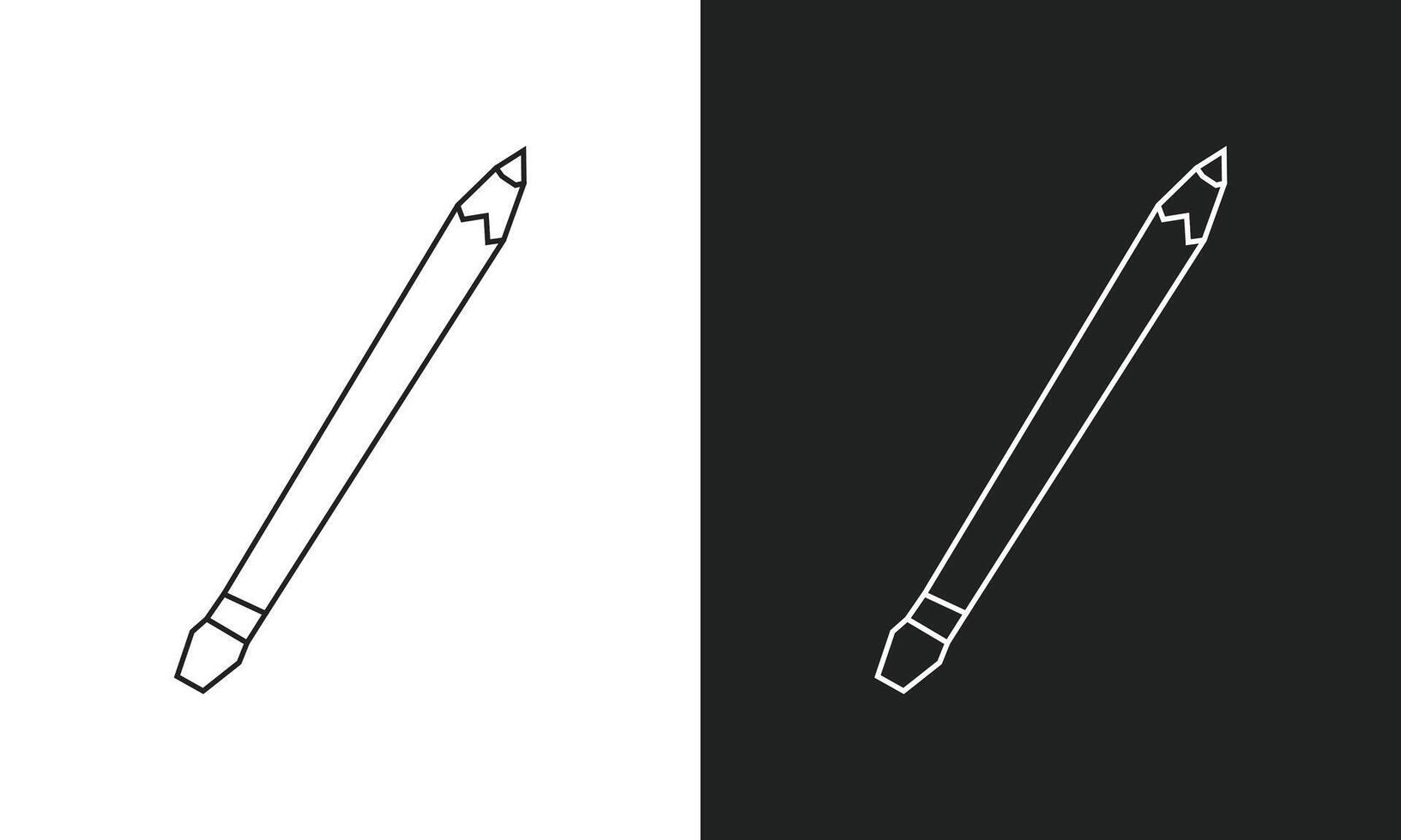 Simple and Minimal Pencil Icon in Black Line Art and White Line Art Cutout Style vector
