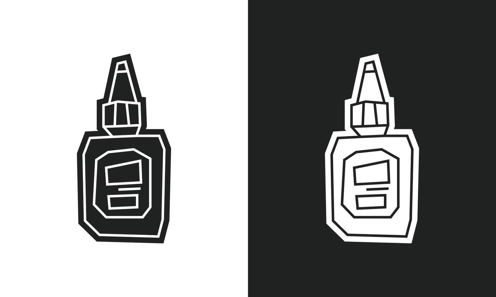 Simple Paint Bottle Icon in Black Filled and White Filled Cutout Style vector