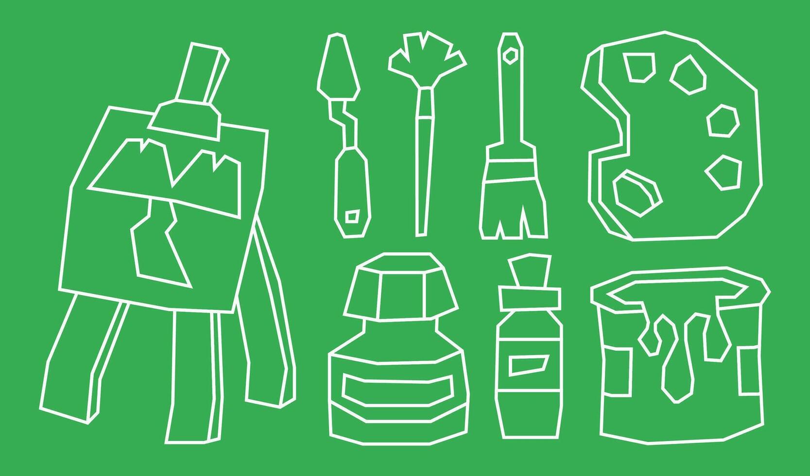 Simple and Minimal White Line Art Supplies Elements Icon Set in Cutout Style vector