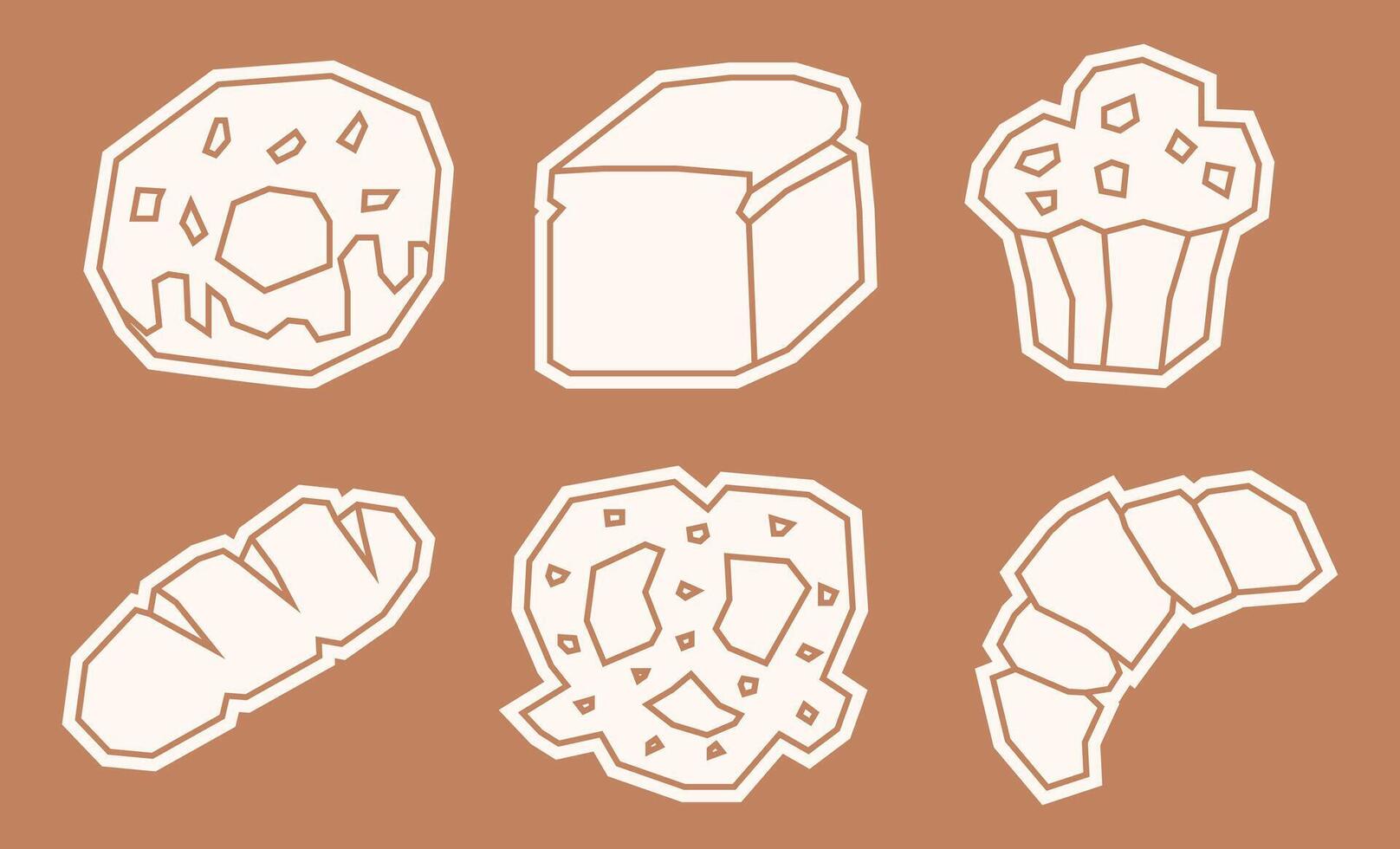 White Filled Bakery Elements Icon Set in Cutout Style vector
