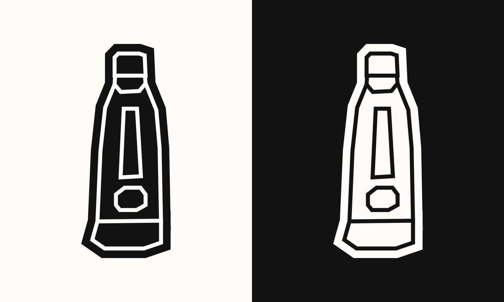 Simple Paint Tube Icon in Black Filled and White Filled Cutout Style vector