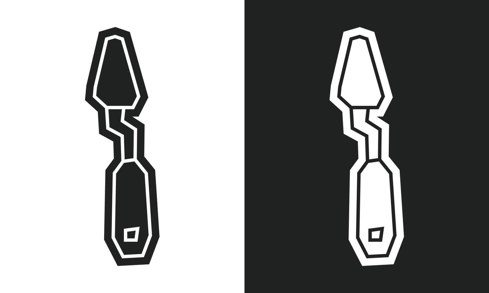 Palette knife Icon in Black Filled and White Filled Cutout Style vector