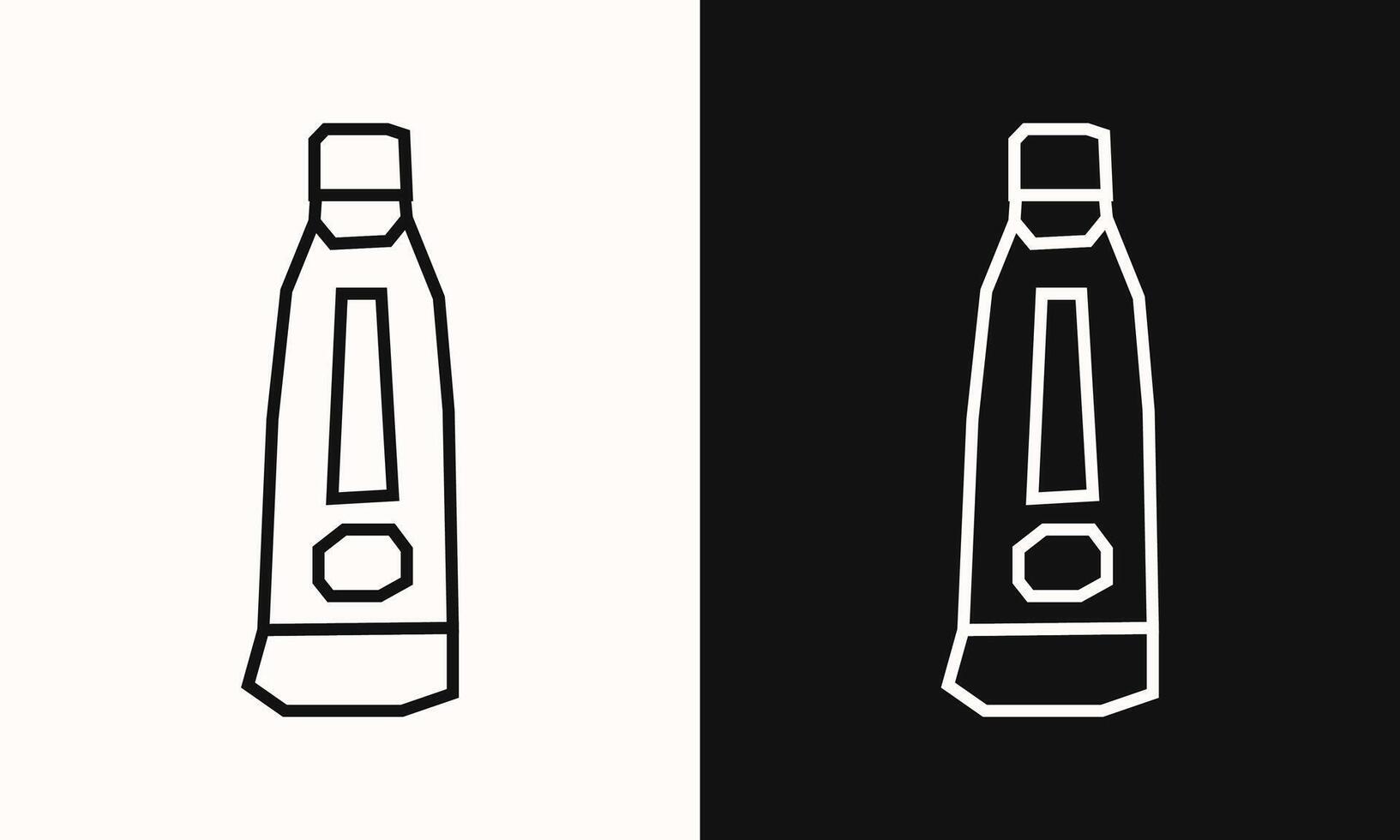 Simple Paint Tube Icon in Black Line Art and White Line Art Cutout Style vector