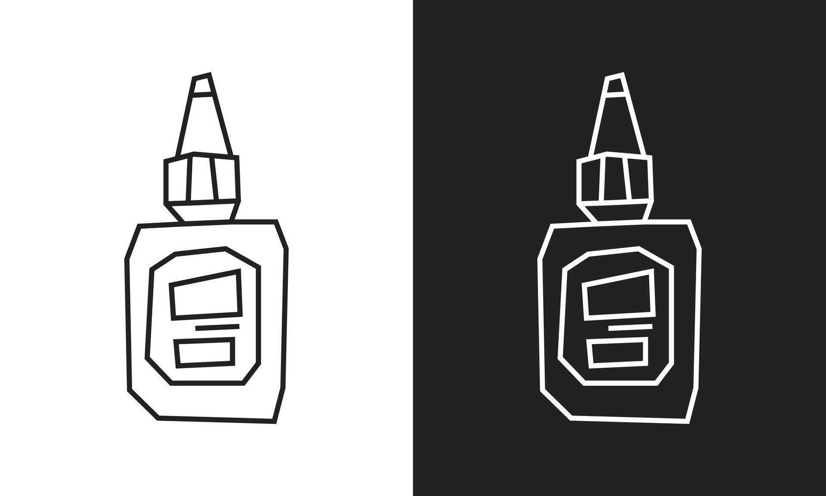 Simple Paint Bottle Icon in Black Line Art and White Line Art Cutout Style vector