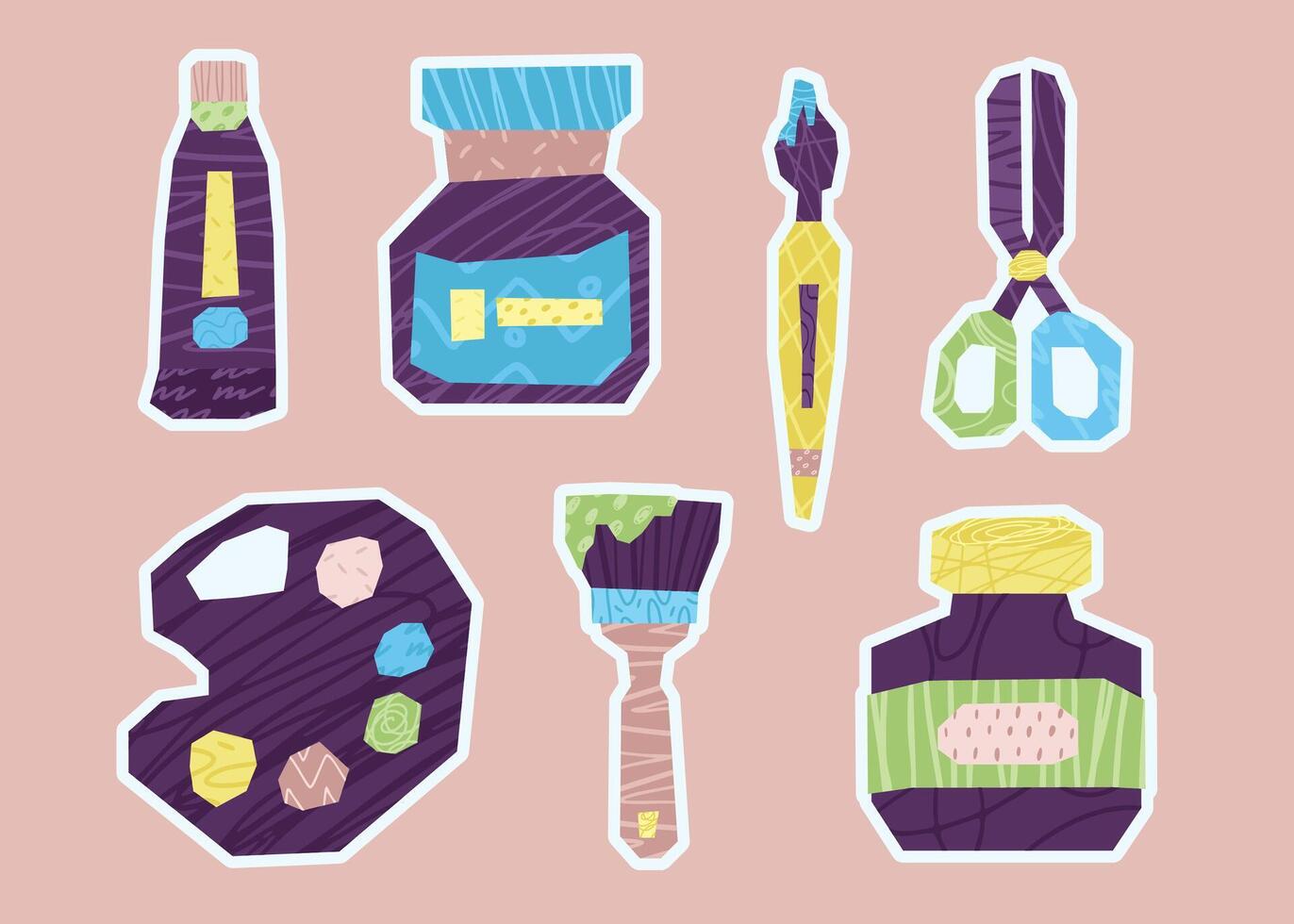 Colorful artistic tools and supplies vector