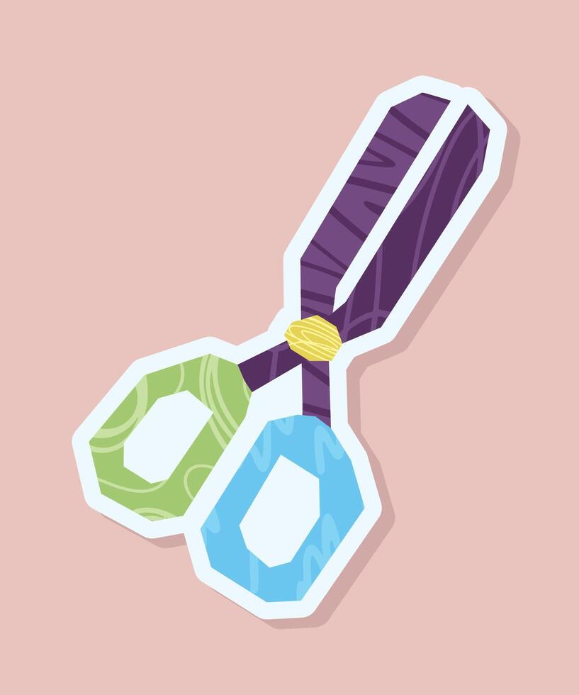 Colorful cartoon scissors illustration vector