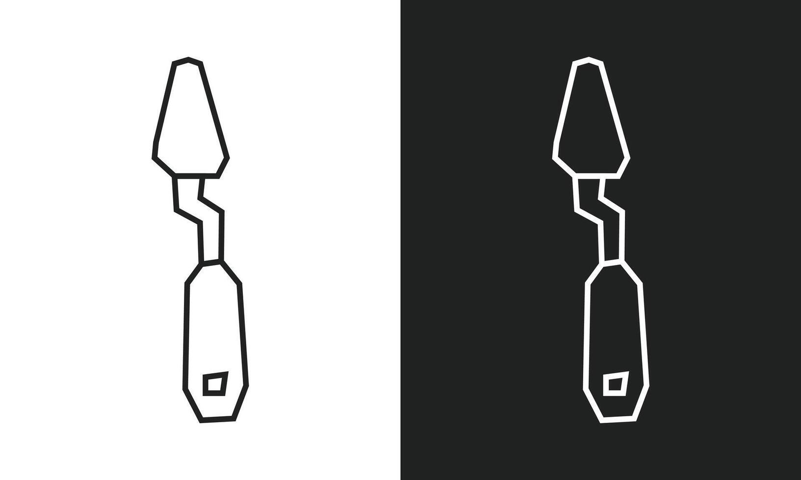 Palette knife Icon in Black Line Art and White Line Art Cutout Style vector