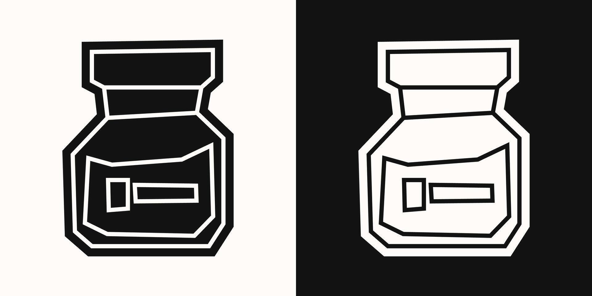 Paint Bottle Icon in Black Filled and White Filled Cutout Style vector
