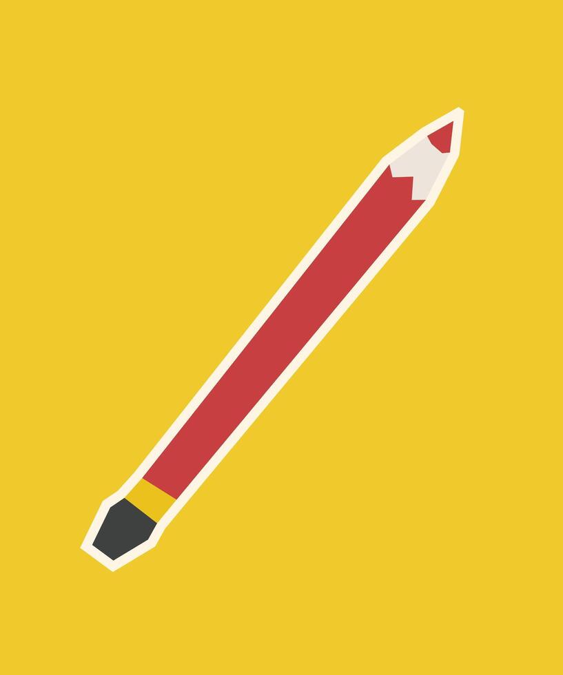 Red pencil illustration on yellow background vector