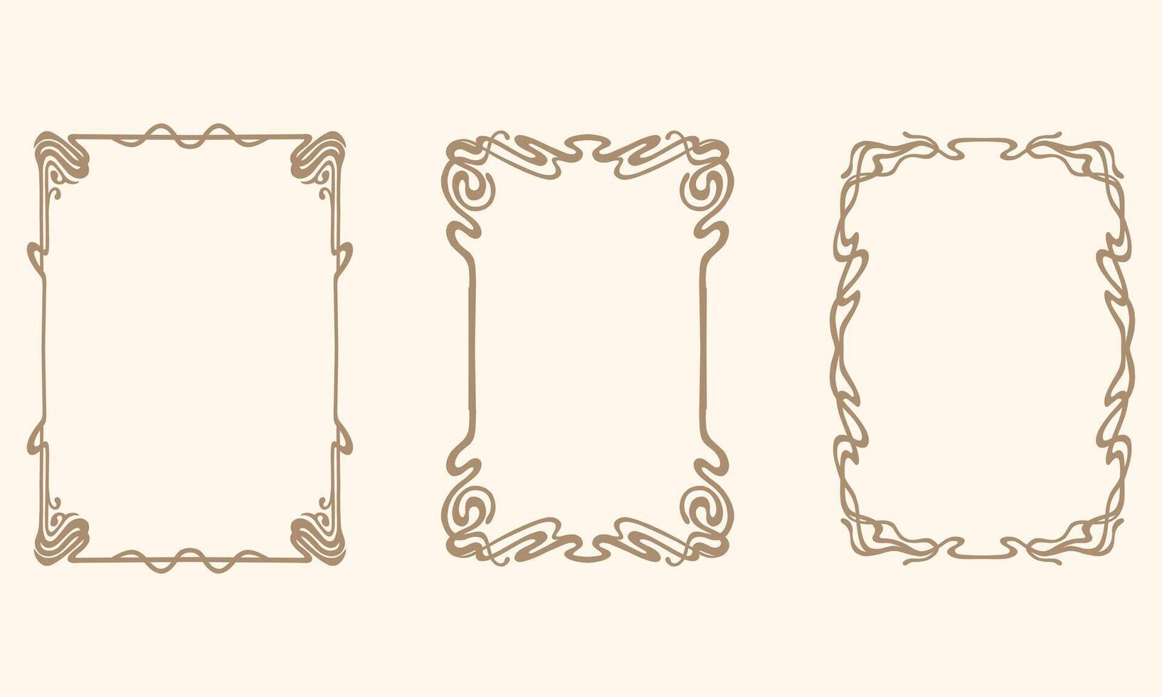 Art nouveau vintage retro style frame border collection bundle set background art decorative poster element editable vector