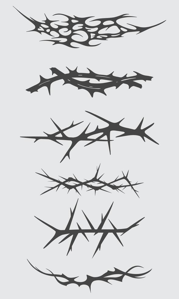 Thorn pointed brunch brutalism element streetwear clothing design editable vector