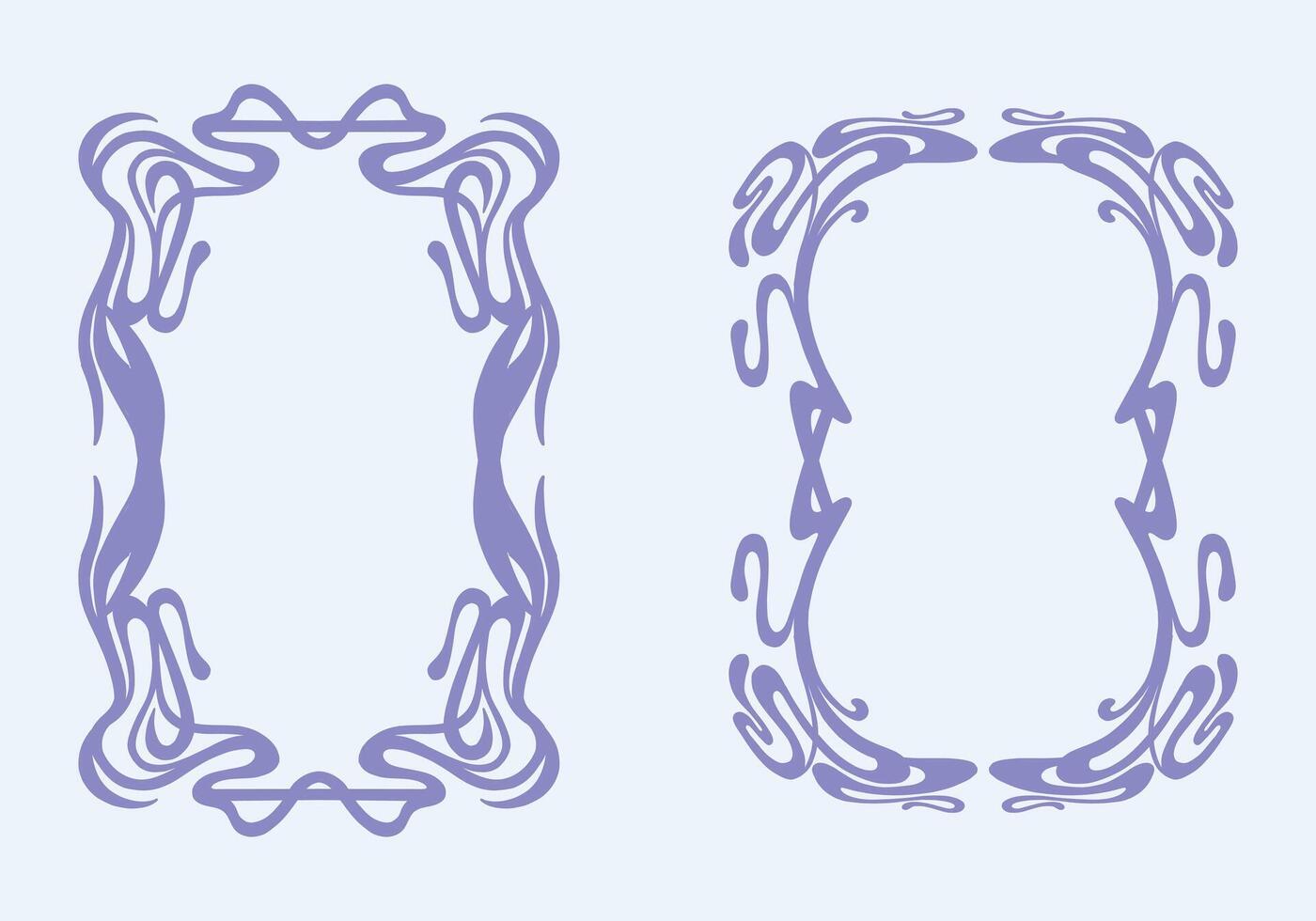 Art nouveau vintage retro style frame border set background art decorative poster element editable vector