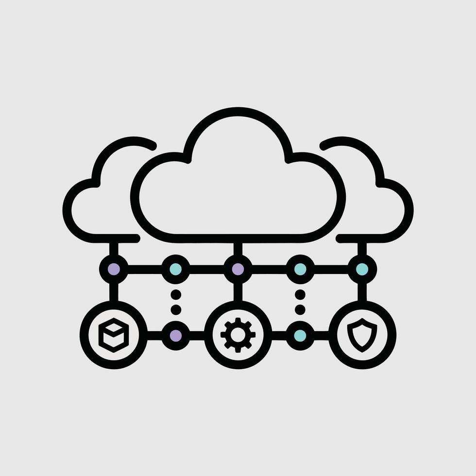 Cloud Computing Network Infrastructure Secure Data Storage and Management System vector