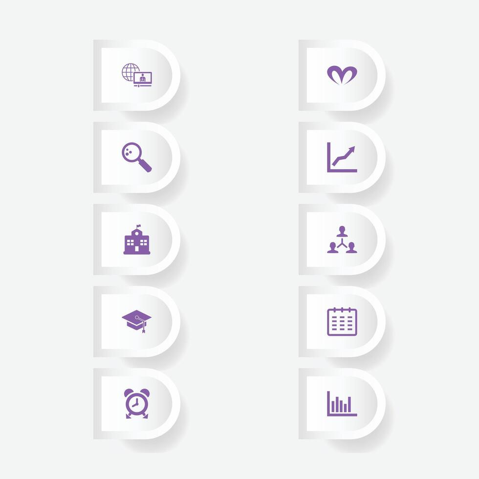 Purple icons for business education and life events vector