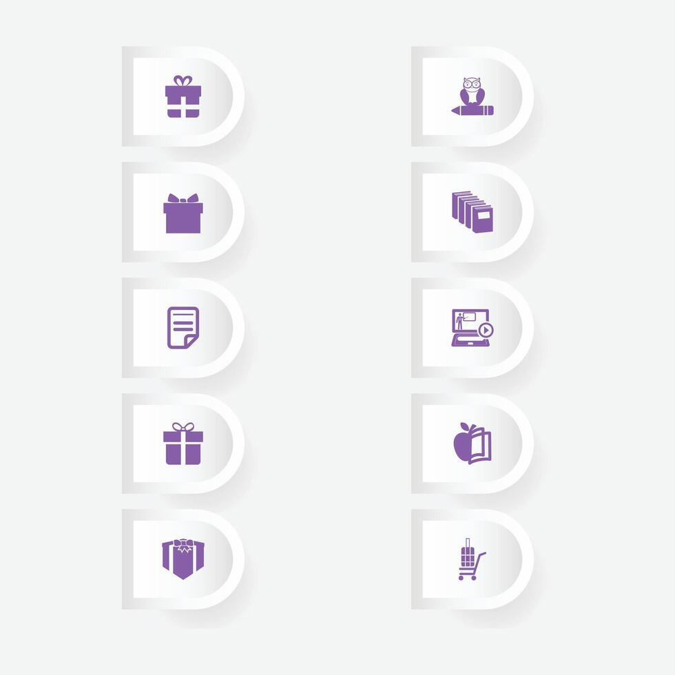 Education and gift icons set vector