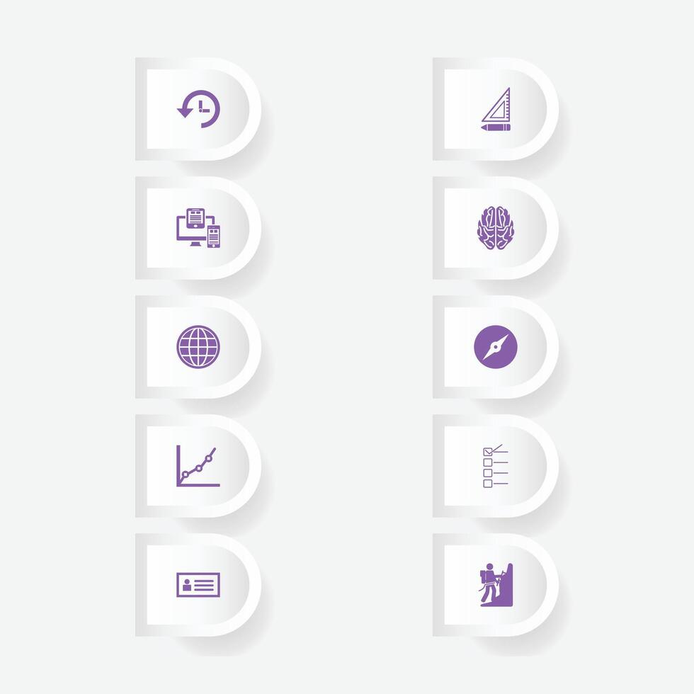 Business and technology icon set with white buttons vector