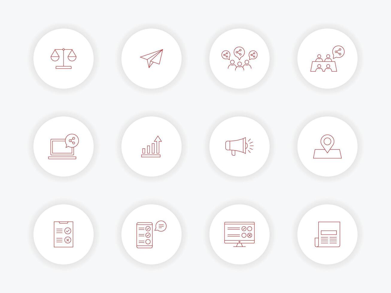 Business communication icons in circles vector