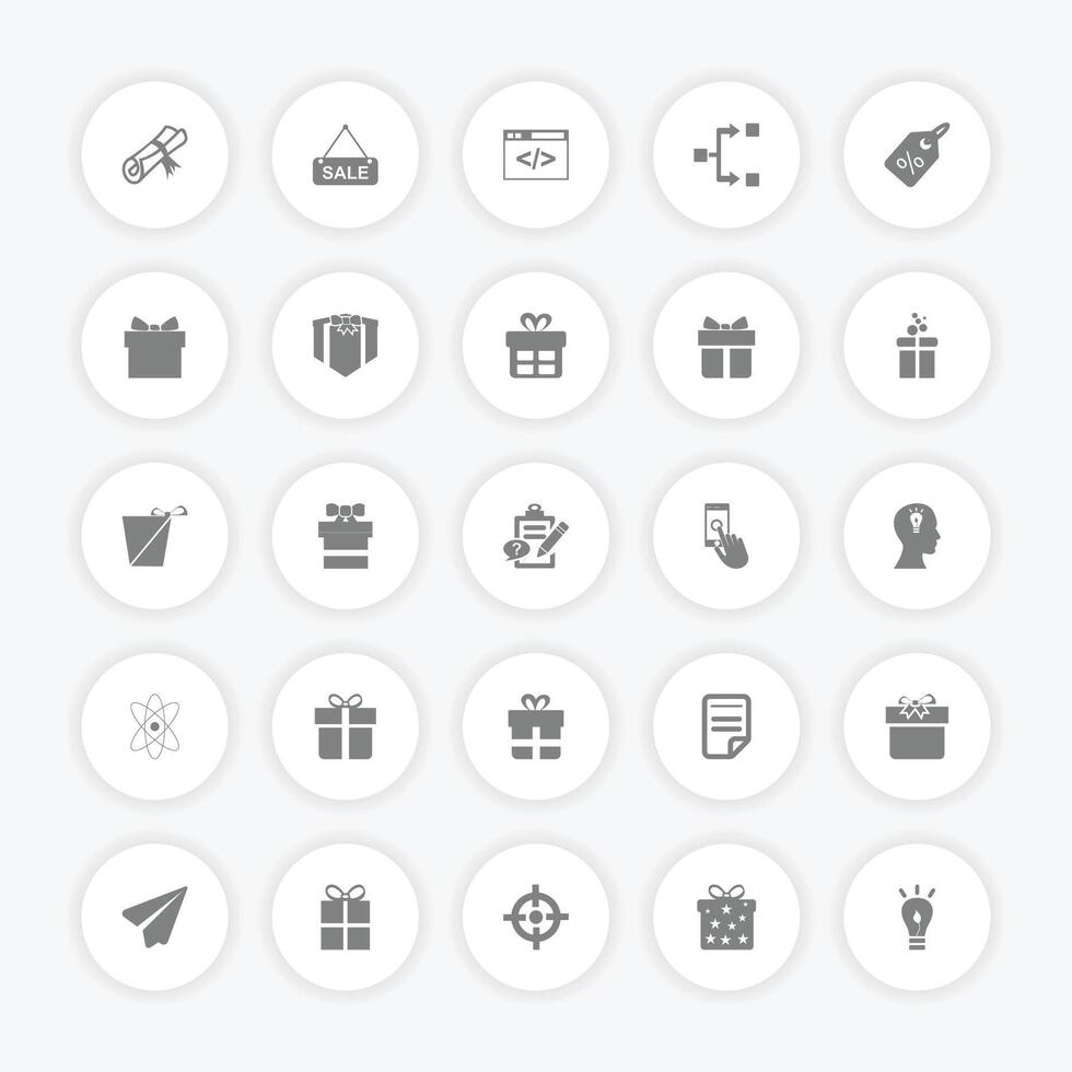 Collection of icons gifts web code ideas and sales vector