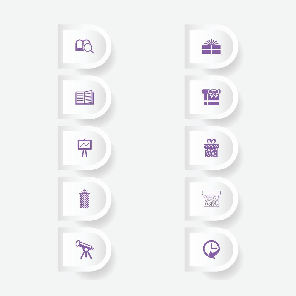 Icon set of academic and gift-related elements vector