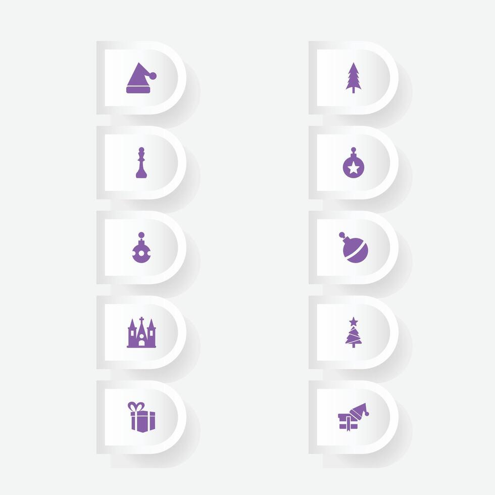 Christmas icon set with festive purple elements vector