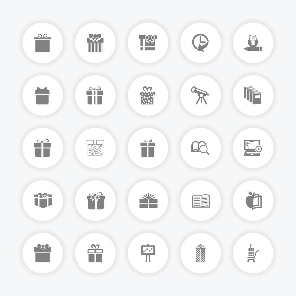 Collection of icons on white circles vector