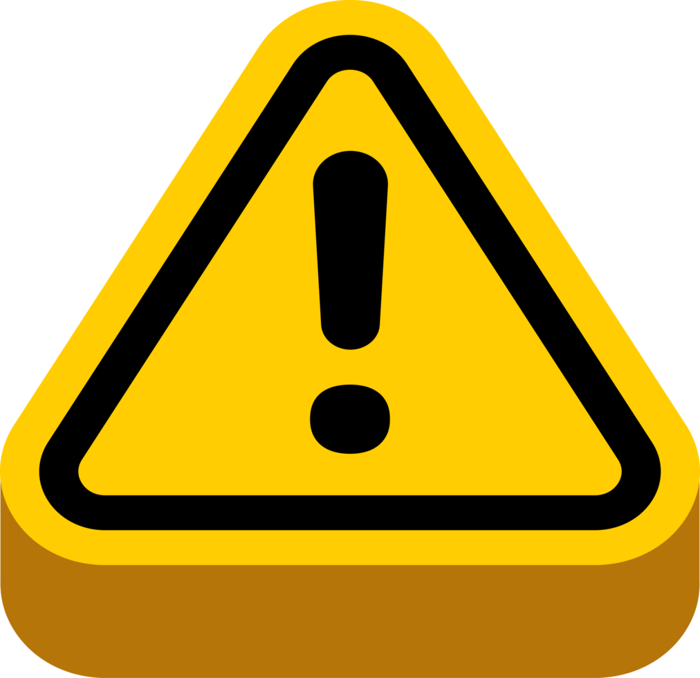 Alert warning icon in 3D flat design clipart png