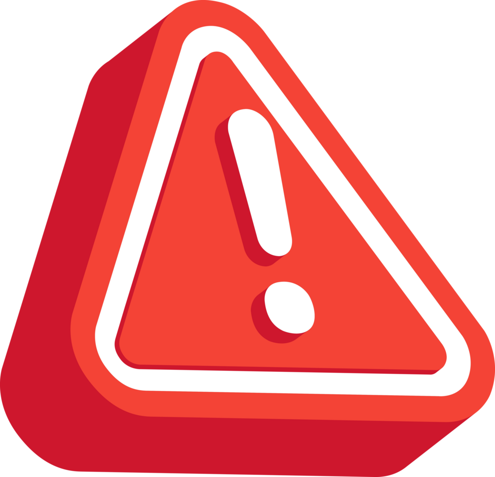 Red Warning sign icon 3d isolated clipart png