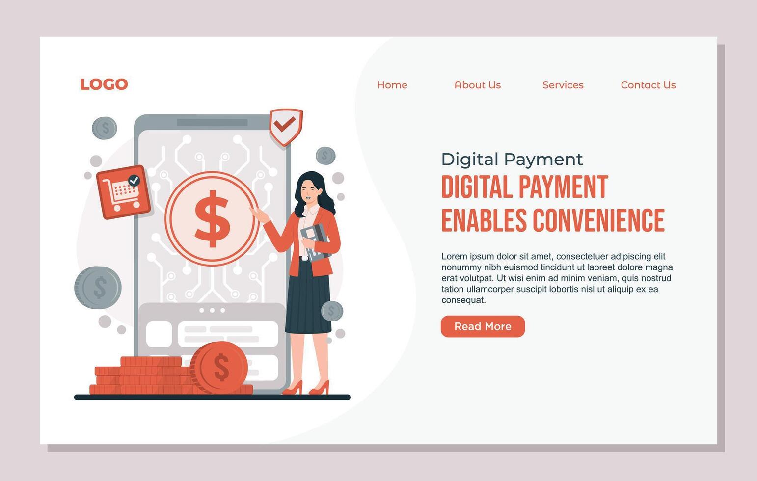 Woman using digital payment on mobile phone vector