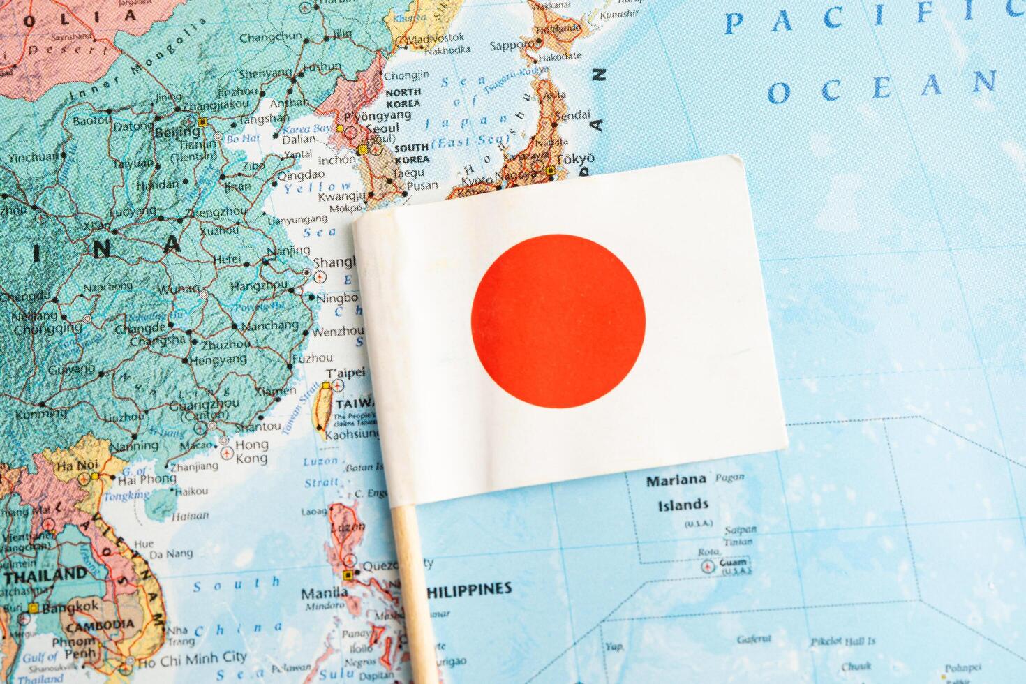 Thailand November, 2024 Japan flag on world map. photo