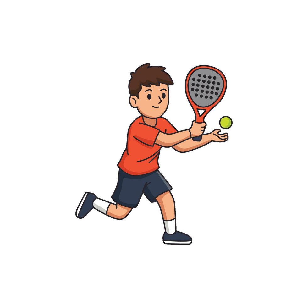 Boy playing tennis with racket vector