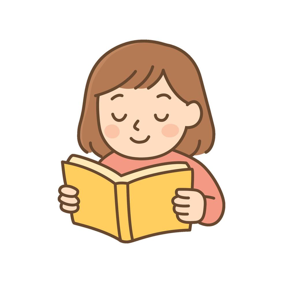 Girl reading a book vector