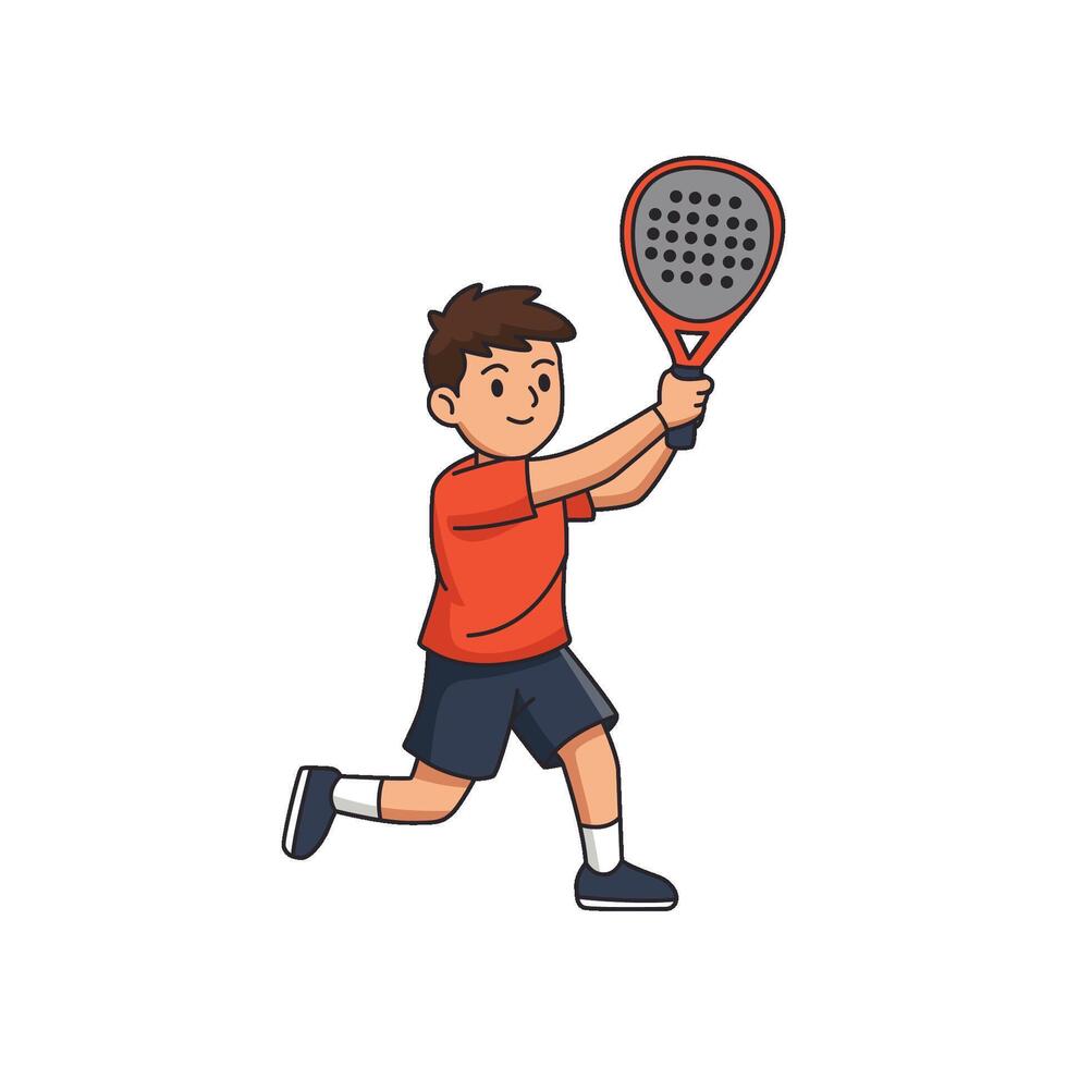 Boy playing tennis with racket vector