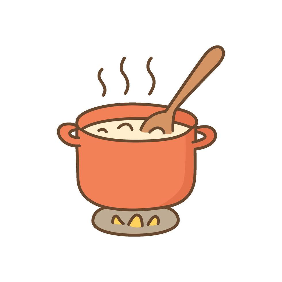 Cooking soup in a pot vector