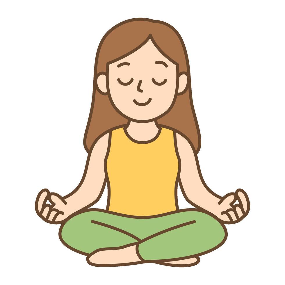 Girl meditating in a peaceful position vector