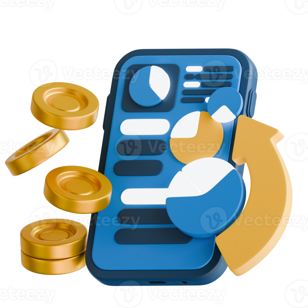 Mobile Business Management 3D Illustration png