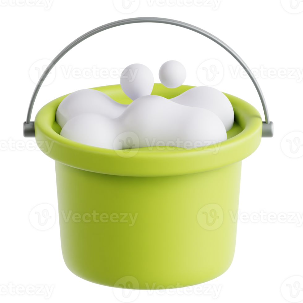 Bucket Filled With Water 3D Illustration png