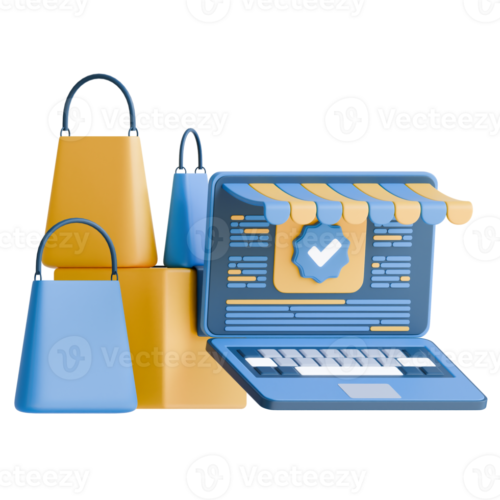 Virtual Shopping 3D Illustration png