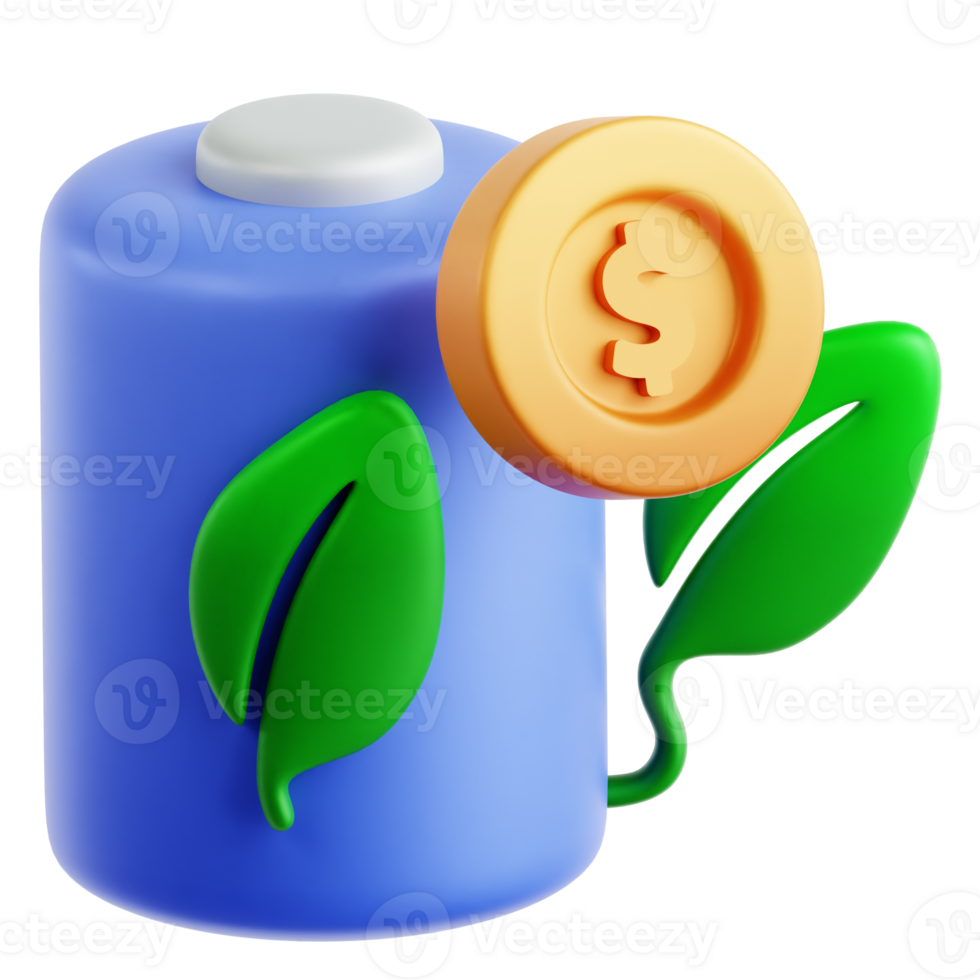 Eco Battery Investment 3D Illustration png