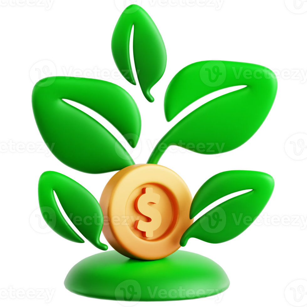 Financial Green Growth 3D Illustration png