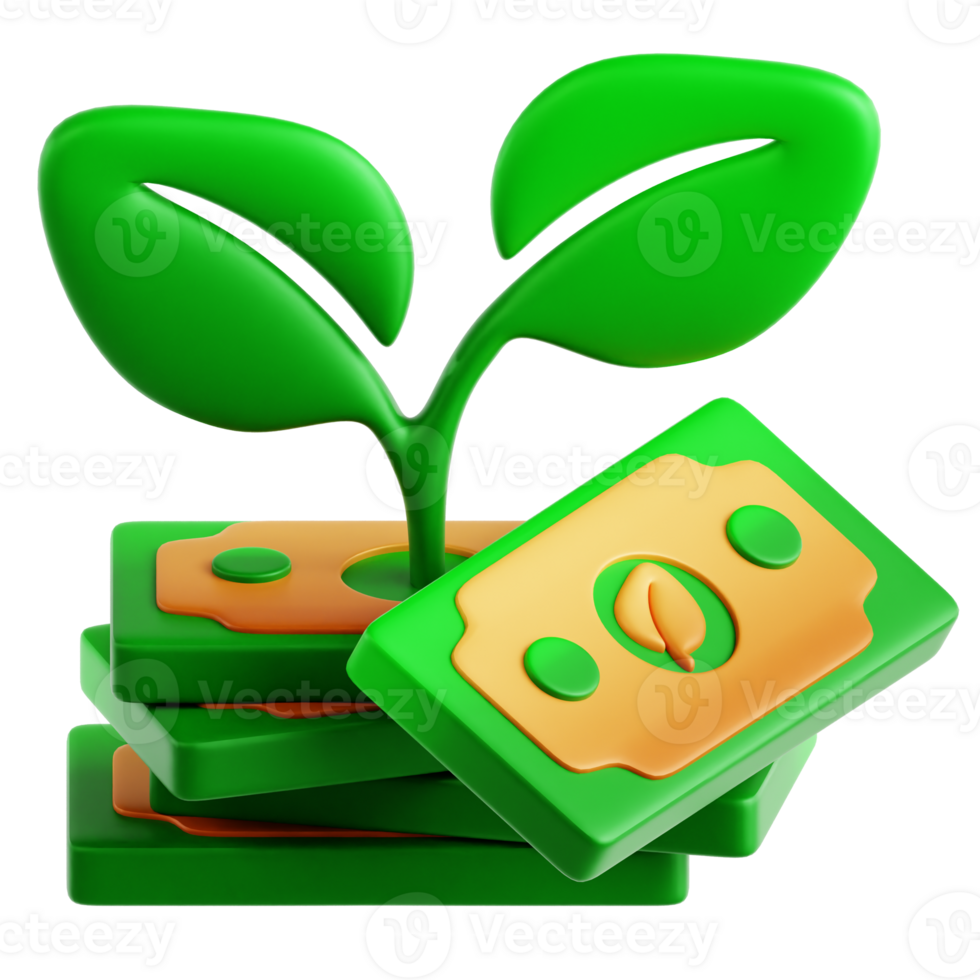 Green Money Stack 3D Illustration png