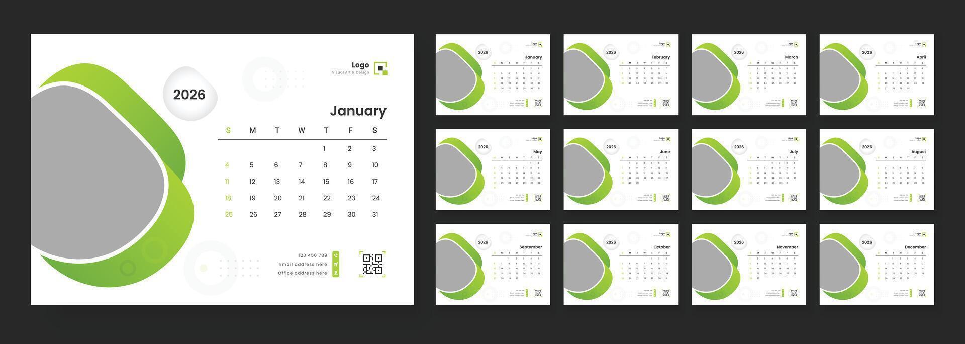 Modern calendar design for January 2026 vector