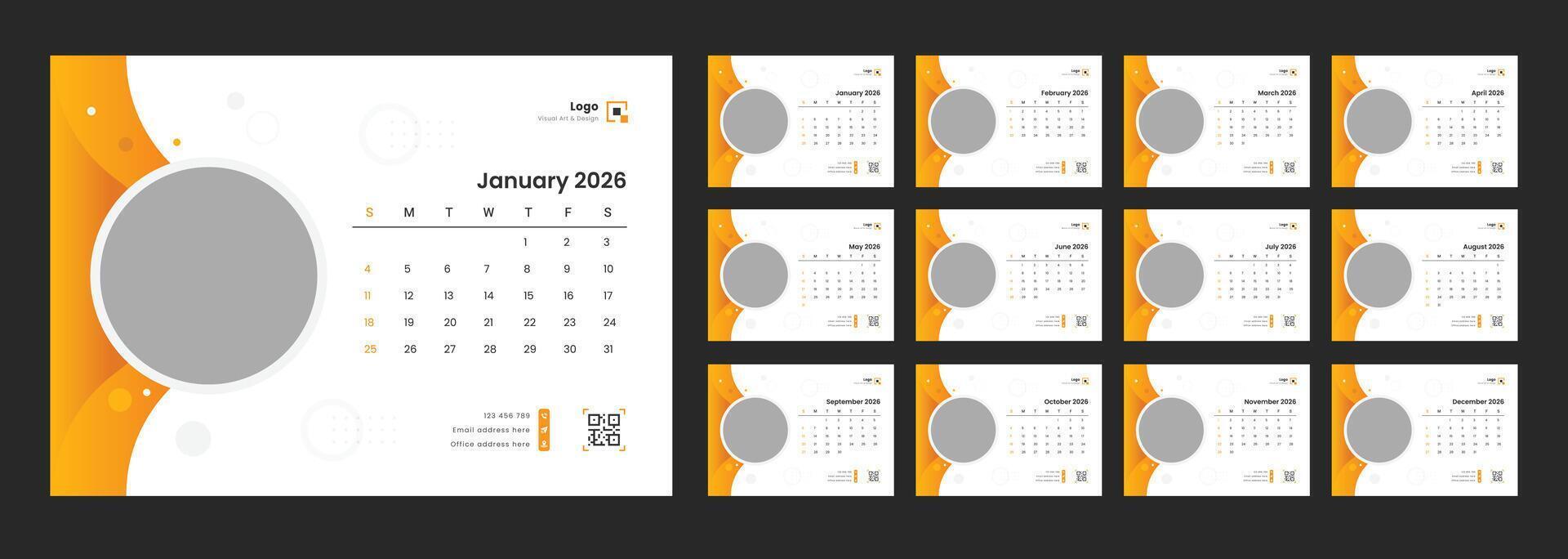 January 2026 calendar design template vector