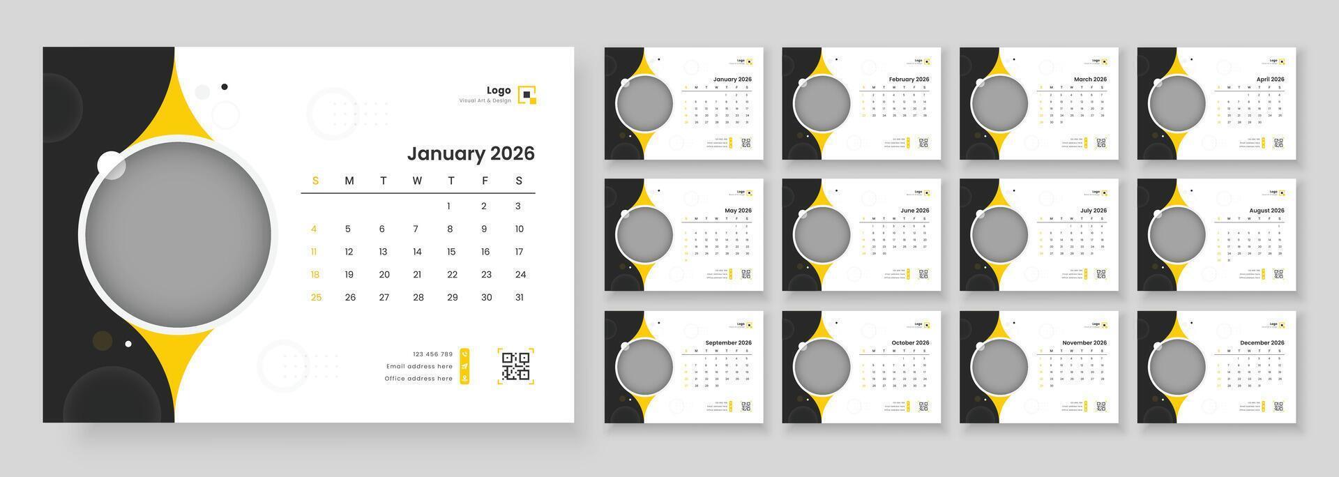 January 2026 calendar design vector