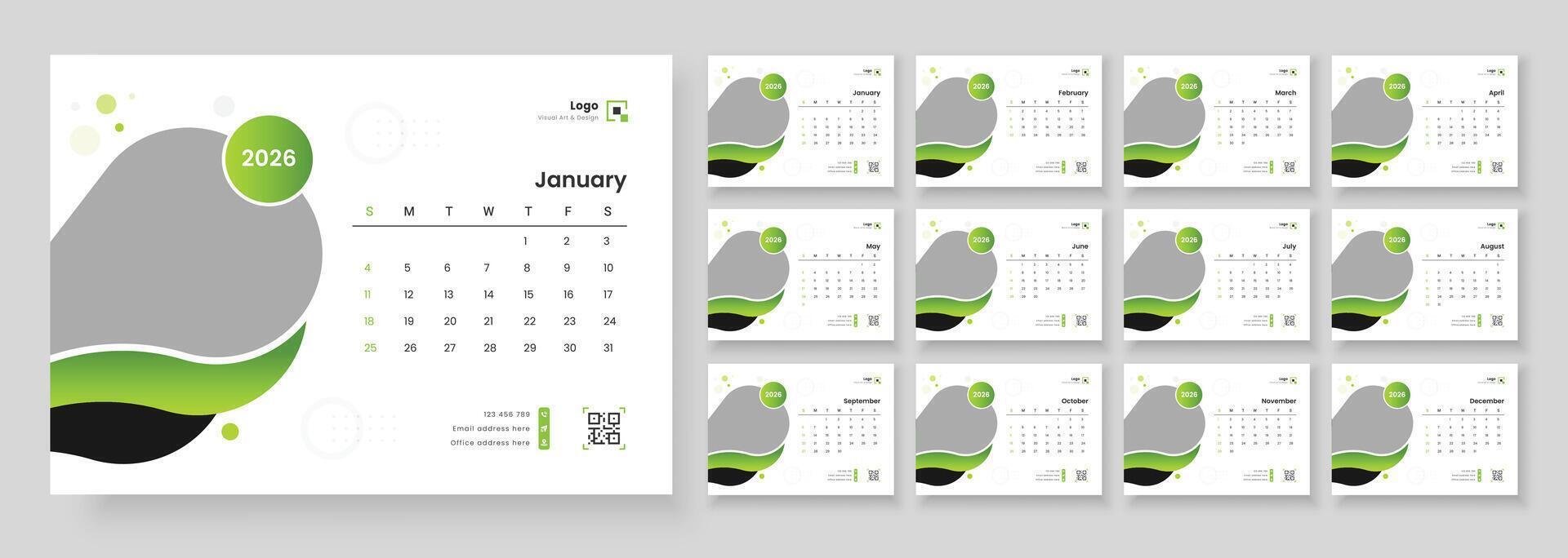 2026 modern calendar design vector