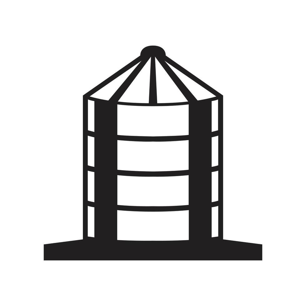Agricultural grain silo silhouette vector